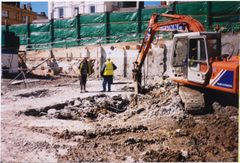 Groundwork at Coombs site in preparation for construction of pumping station.